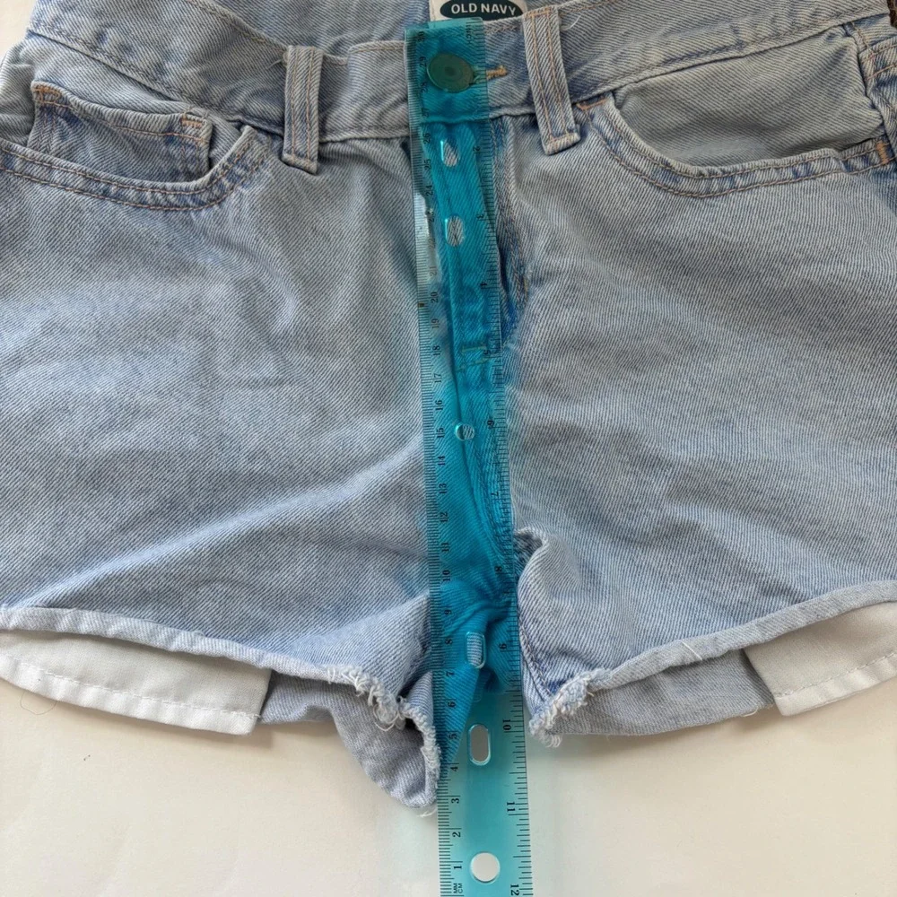 Old Navy Girls‎ Size 14 Denim Shorts High Waisted Frayed Hem Light Wash